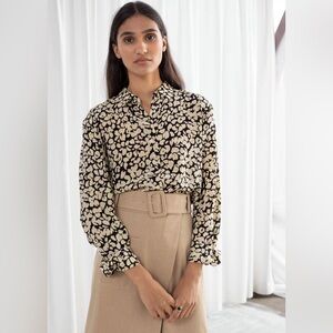 & Other Stories - 100% Mulberry Silk Collared Button Down Blouse - Women’s 2